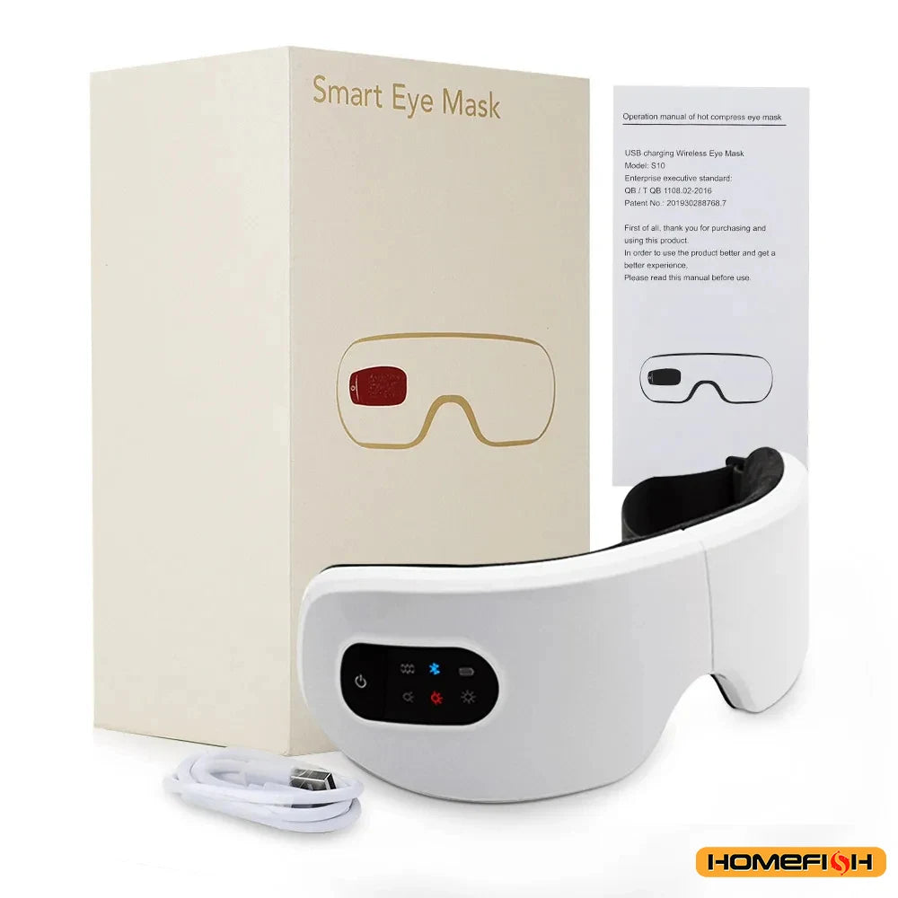 All-In-One Bluetooth Eye Massager with Vibration – Smart Mask with Wireless Charging for Eye Care