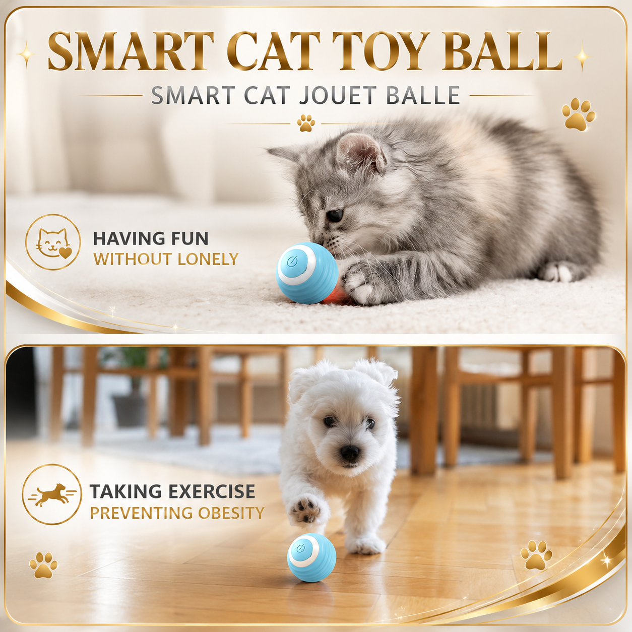 Cat Interactive Ball Electric Automatic Rolling Ball Smart Toys for Cats Smart Cat Toy Rotating Ball Cat Game Accessories