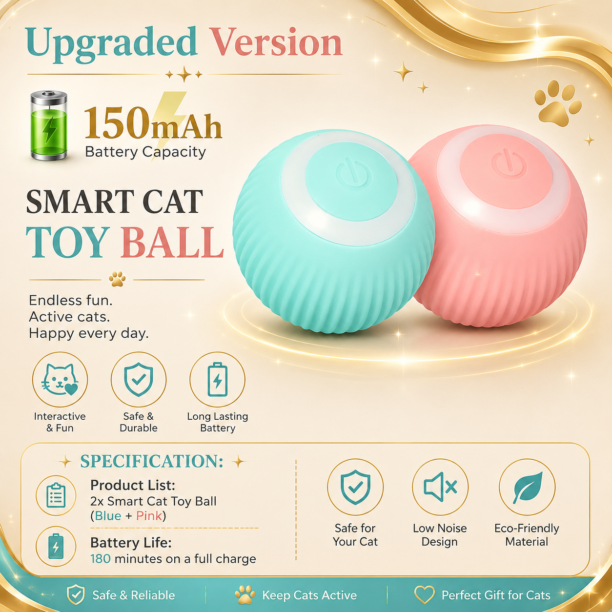 Cat Interactive Ball Electric Automatic Rolling Ball Smart Toys for Cats Smart Cat Toy Rotating Ball Cat Game Accessories