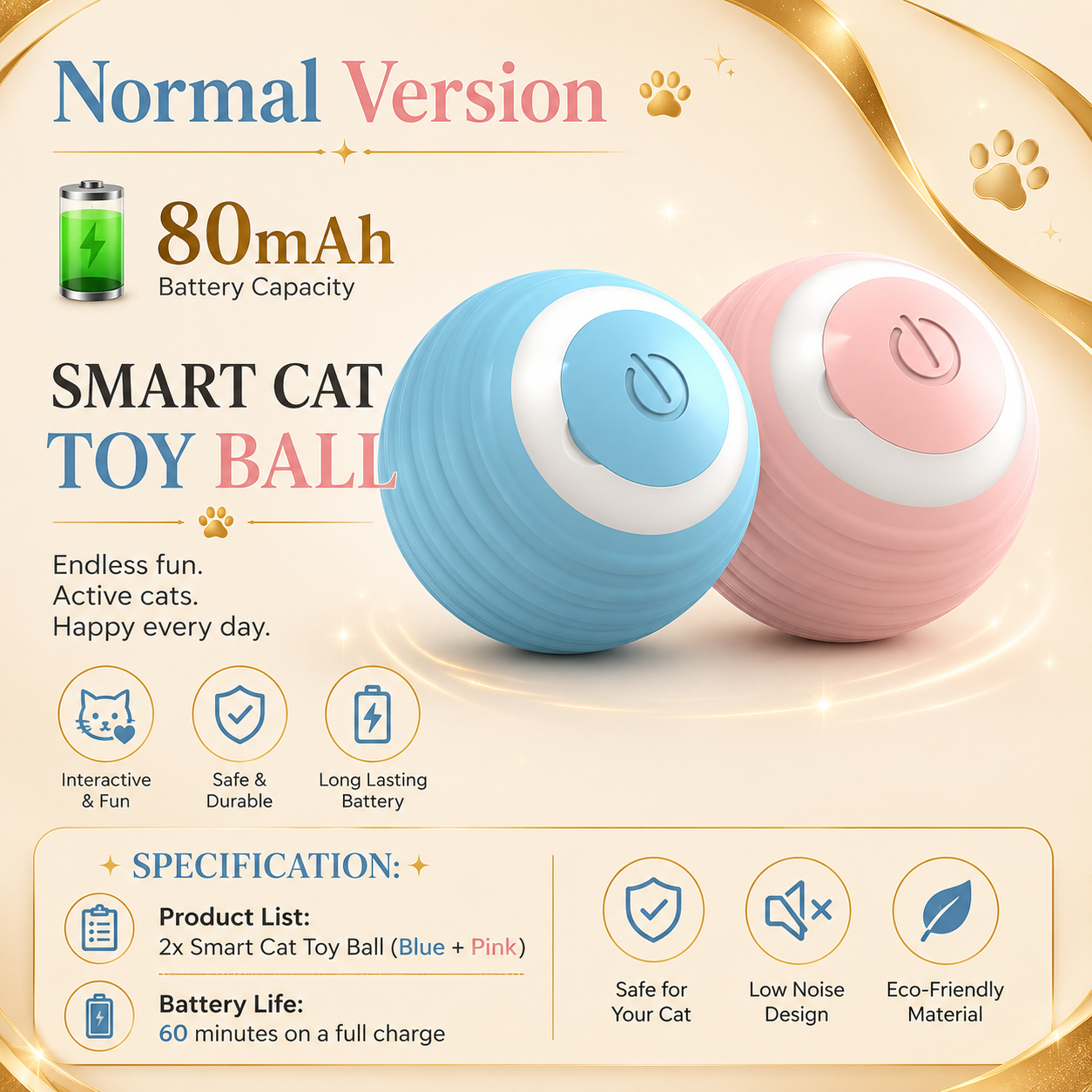 Cat Interactive Ball Electric Automatic Rolling Ball Smart Toys for Cats Smart Cat Toy Rotating Ball Cat Game Accessories