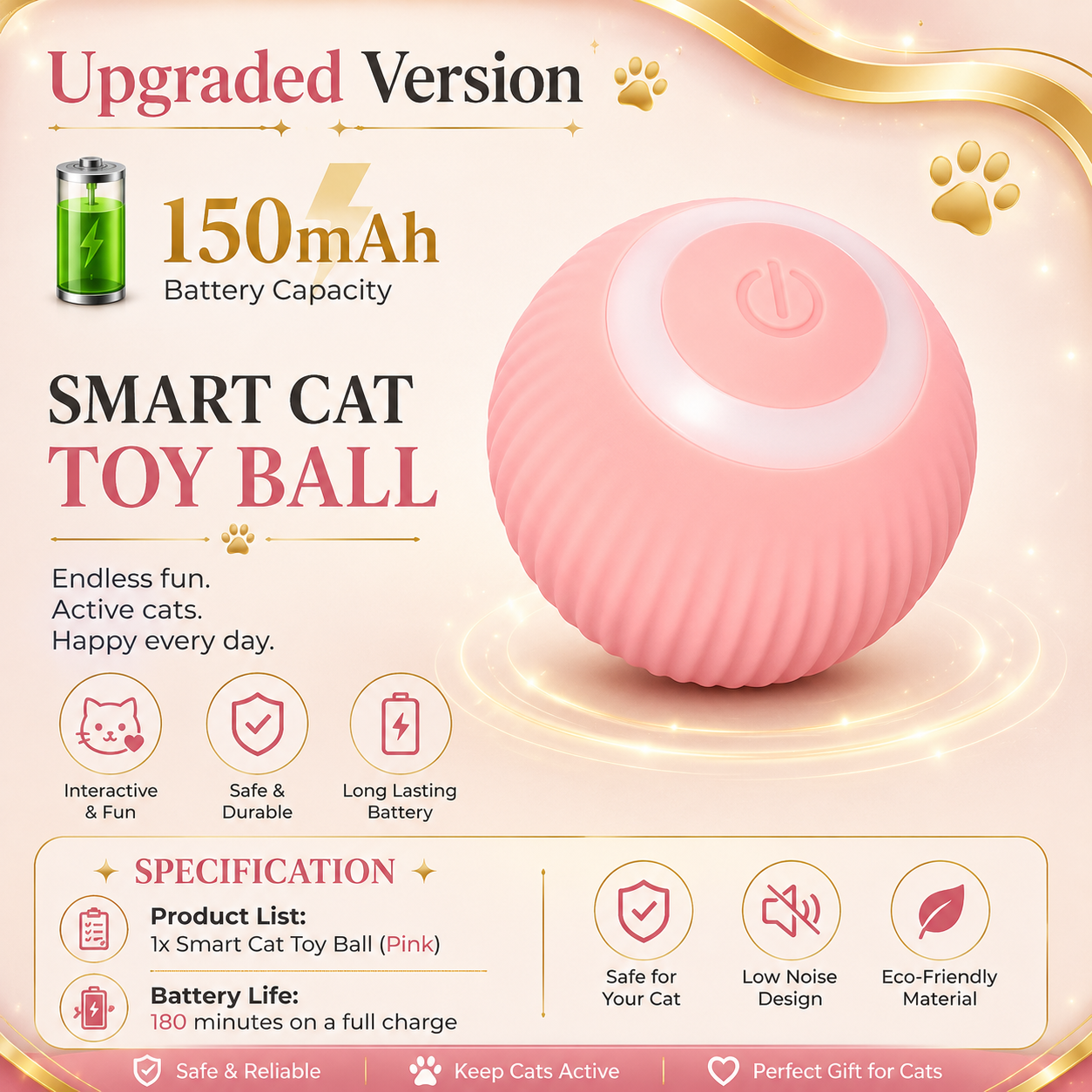 Cat Interactive Ball Electric Automatic Rolling Ball Smart Toys for Cats Smart Cat Toy Rotating Ball Cat Game Accessories