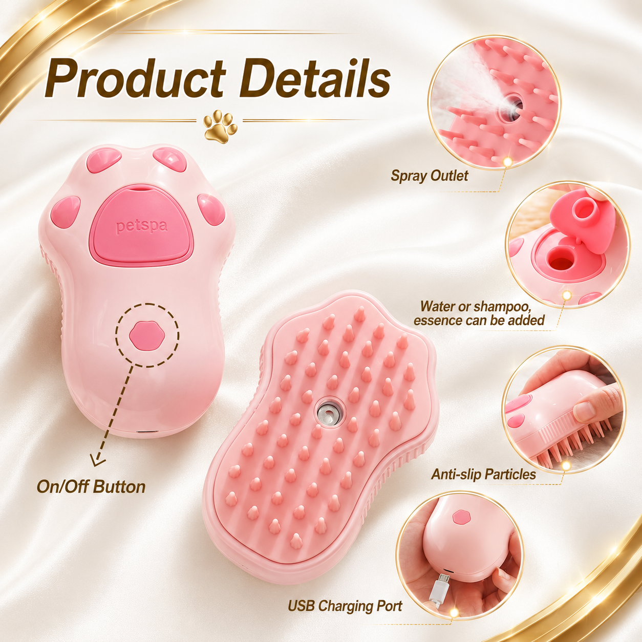 3 in 1 Pet Brush Cat Steam Brush Comb Dog Brush Electric Spray Cat Hair Brushes Massage Pet Grooming Hair Removal Combs